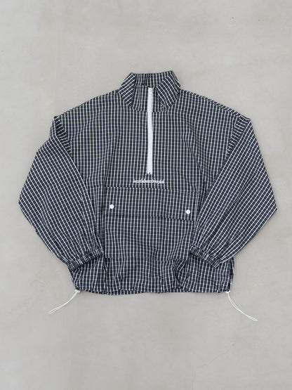 [SET]チェック柄ハーフジップアノラック+イージーコクーンワイドデニムパンツ(2set)