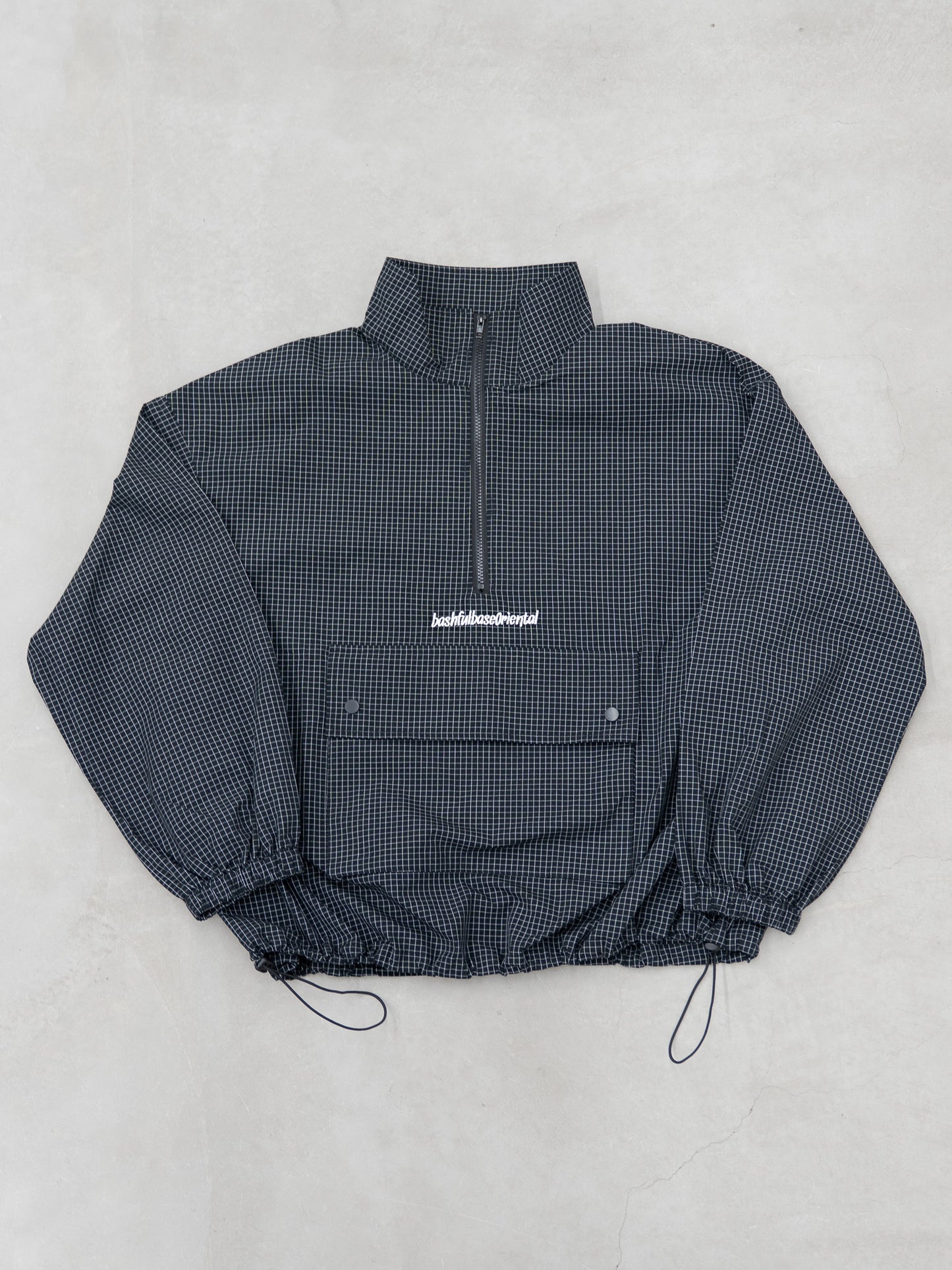 [SET]チェック柄ハーフジップアノラック+イージーコクーンワイドデニムパンツ(2set)