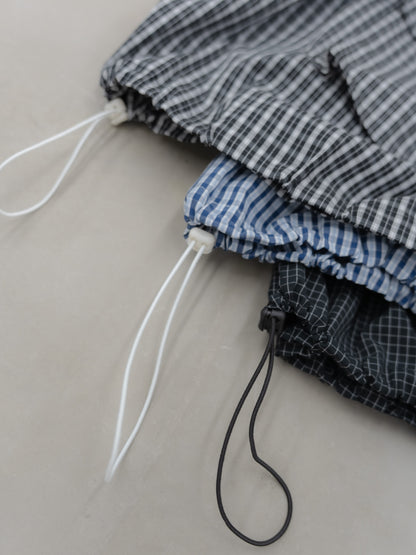 [SET]チェック柄ハーフジップアノラック+イージーコクーンワイドデニムパンツ(2set)