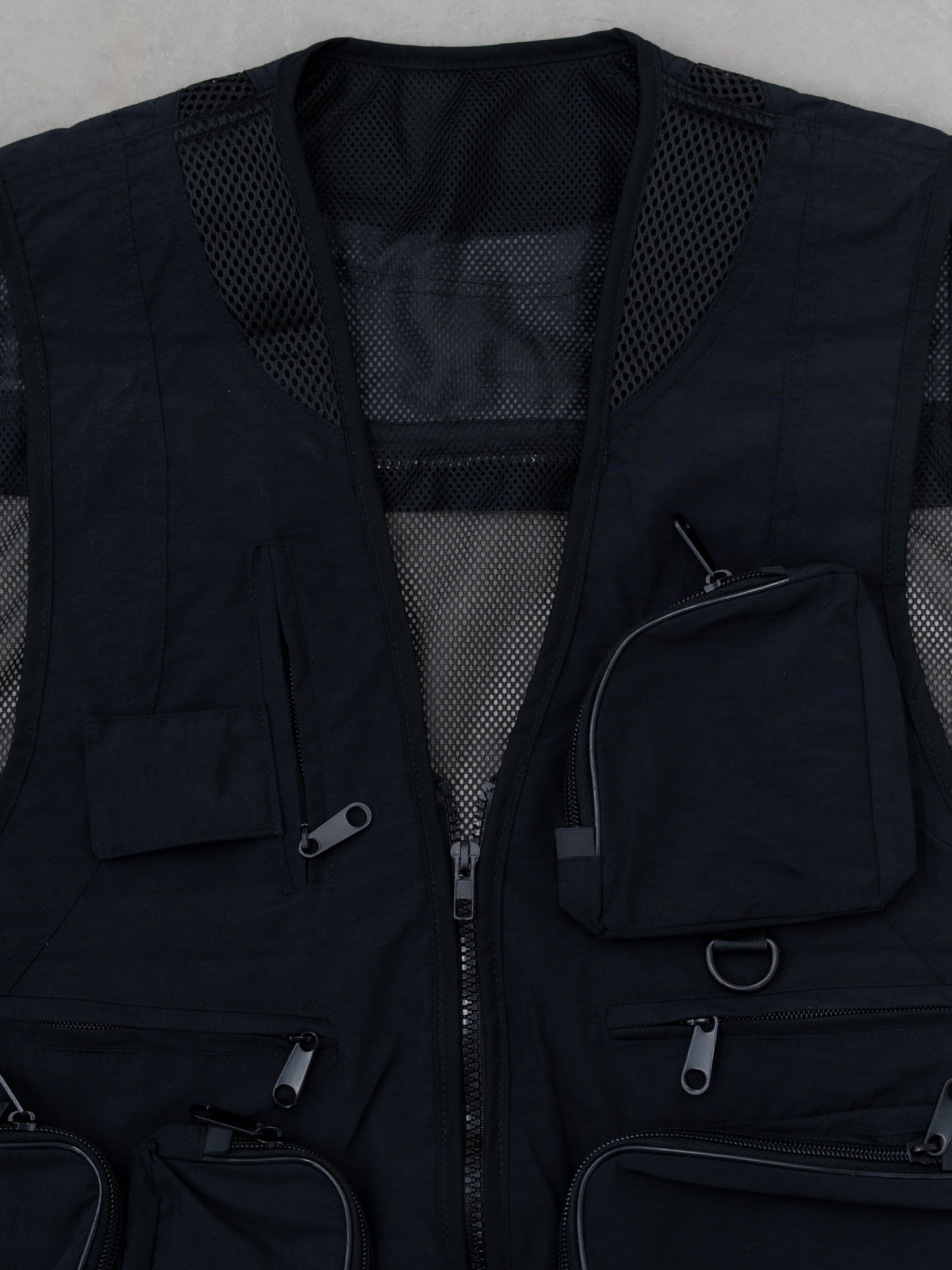 [一部予約/SET]ユーティリティマルチポケットナイロンベスト+イージーコクーンワイドデニムパンツ(2set)