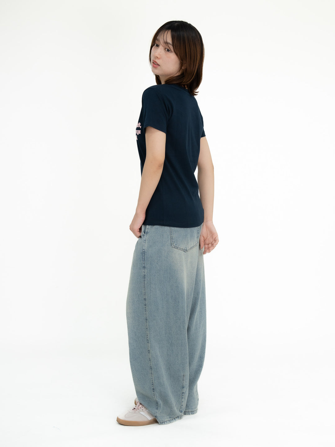 [SET]【bbO】フロッキー4段ロゴTシャツ+【bbO】イージーコクーンワイドデニムパンツ(2set)