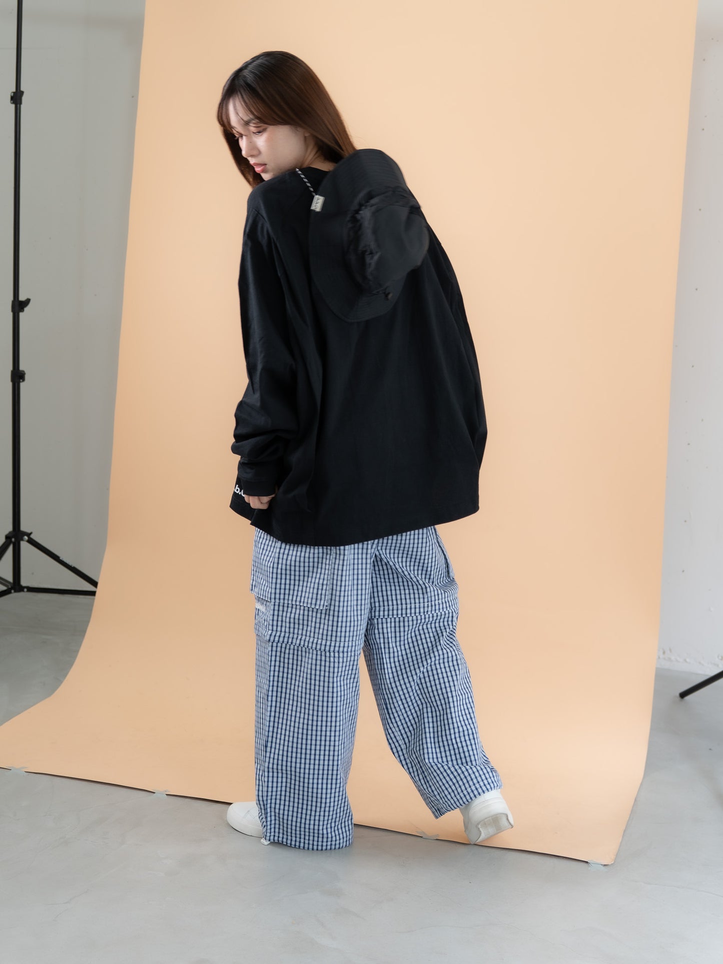 【bbO】チェック柄2WAYカーゴポケットパンツ