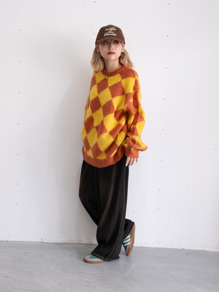【bbO】シャギーモヘアタッチダイヤニットプルオーバー