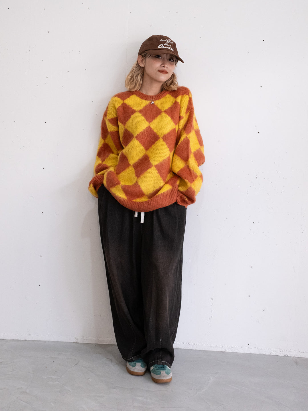 【bbO】シャギーモヘアタッチダイヤニットプルオーバー