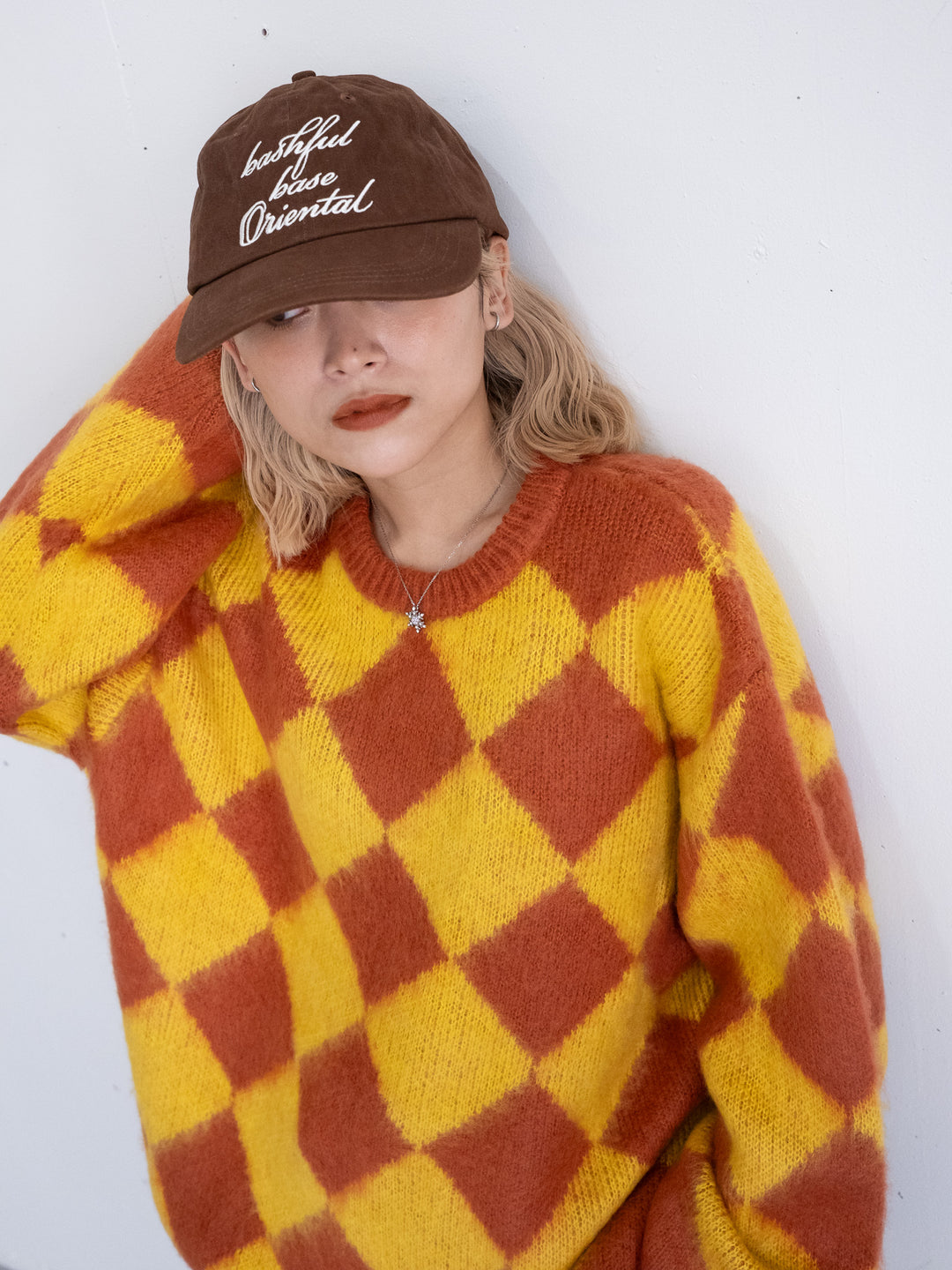 【bbO】シャギーモヘアタッチダイヤニットプルオーバー