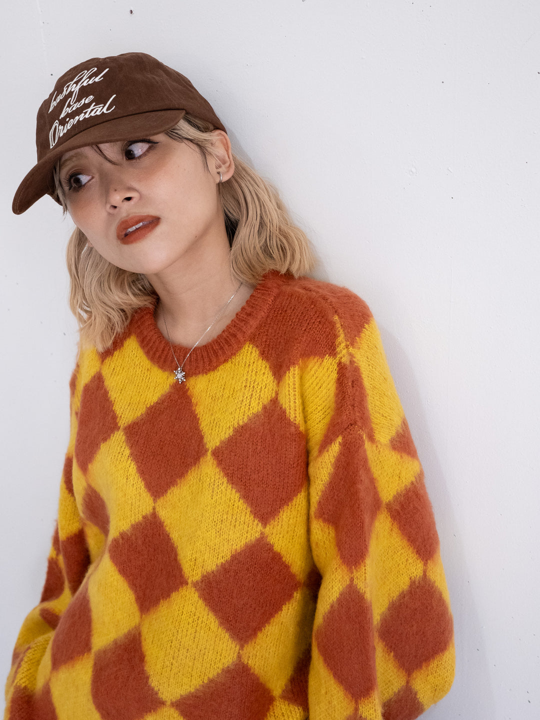 【bbO】シャギーモヘアタッチダイヤニットプルオーバー