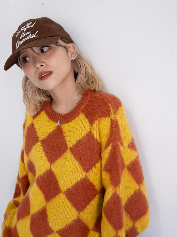 【bbO】シャギーモヘアタッチダイヤニットプルオーバー