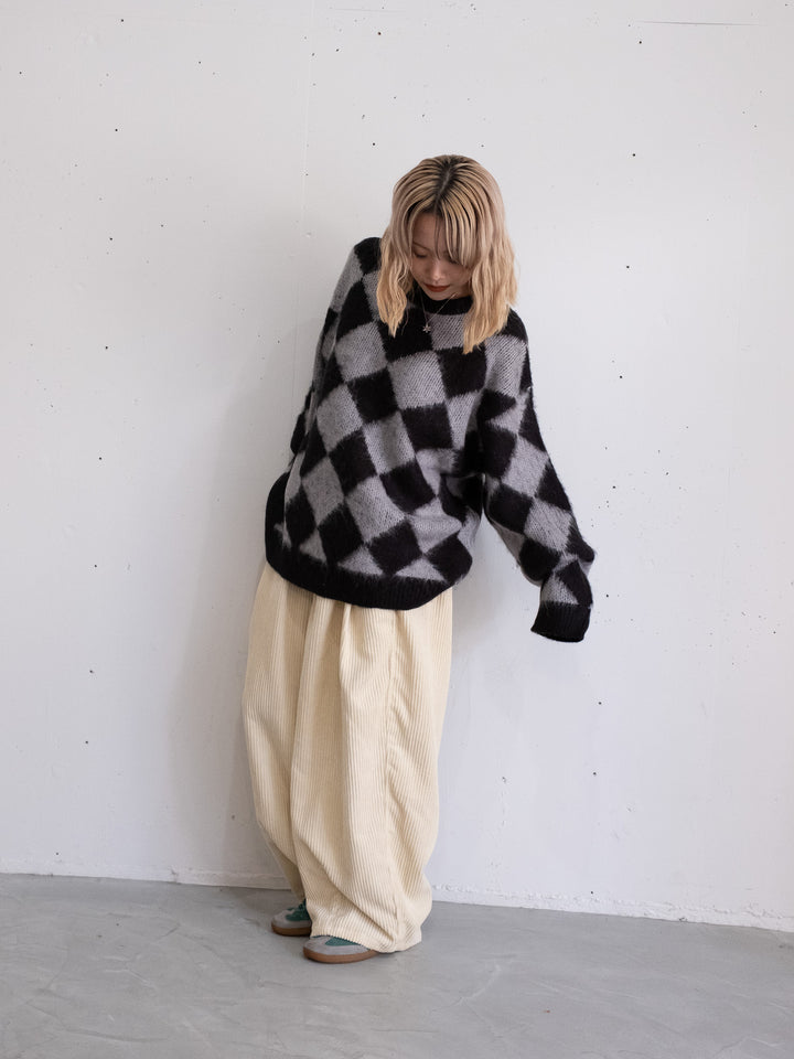 【bbO】シャギーモヘアタッチダイヤニットプルオーバー