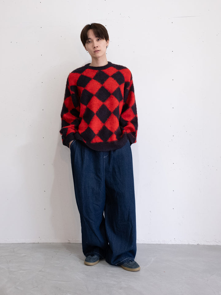 【bbO】シャギーモヘアタッチダイヤニットプルオーバー