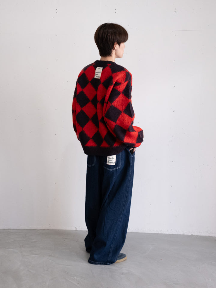 【bbO】シャギーモヘアタッチダイヤニットプルオーバー
