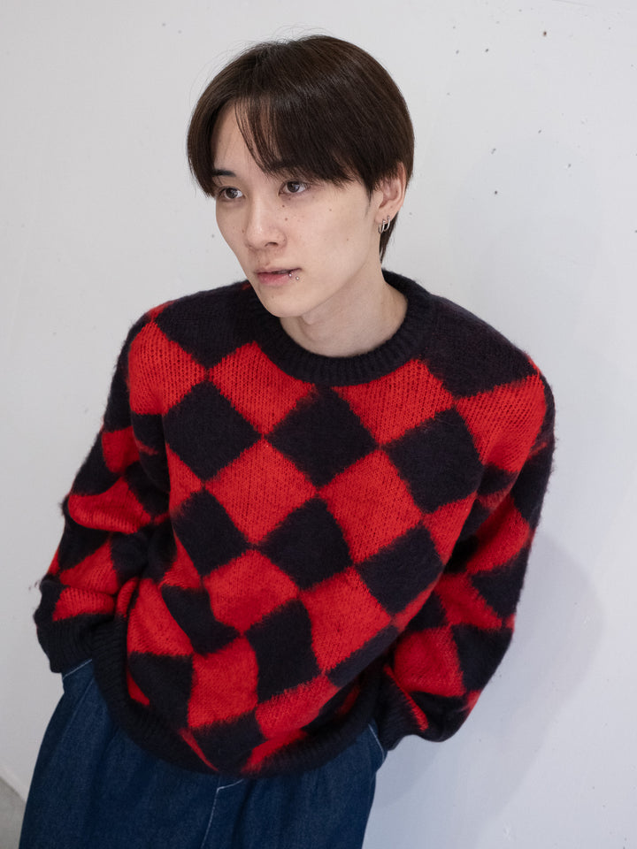 【bbO】シャギーモヘアタッチダイヤニットプルオーバー