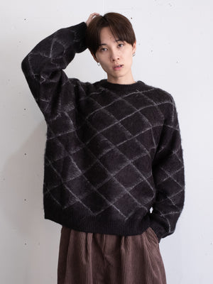 【bbO】シャギーモヘアタッチダイヤニットプルオーバー