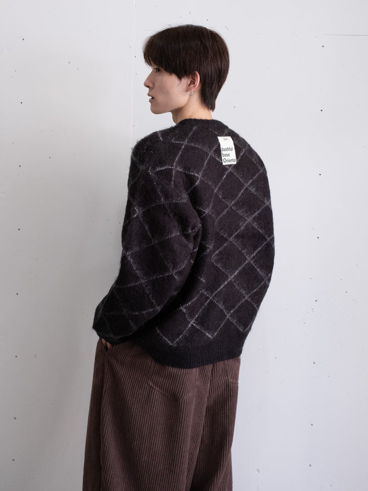 【bbO】シャギーモヘアタッチダイヤニットプルオーバー