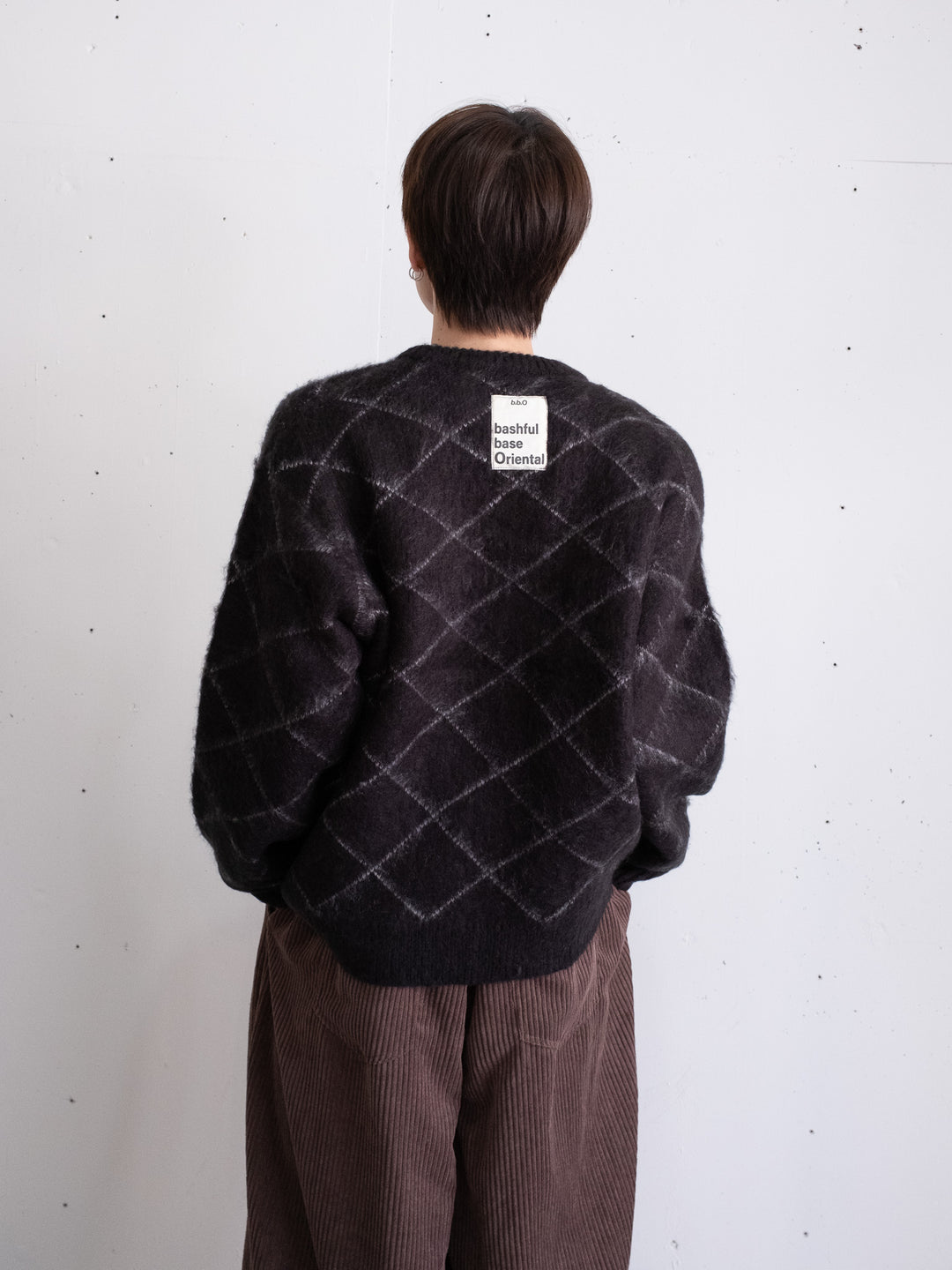 【bbO】シャギーモヘアタッチダイヤニットプルオーバー