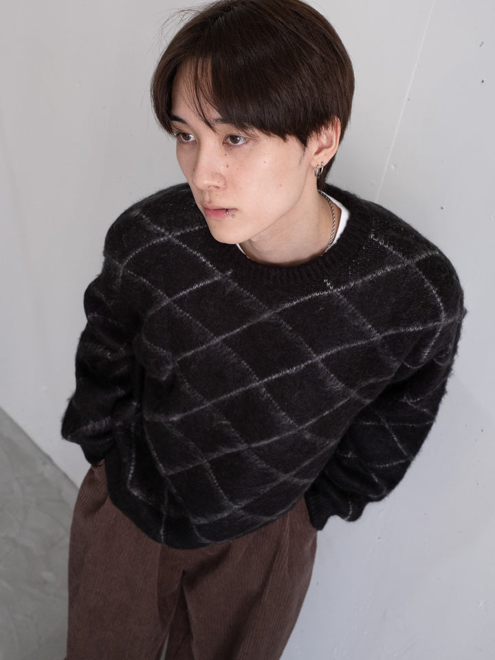 【bbO】シャギーモヘアタッチダイヤニットプルオーバー