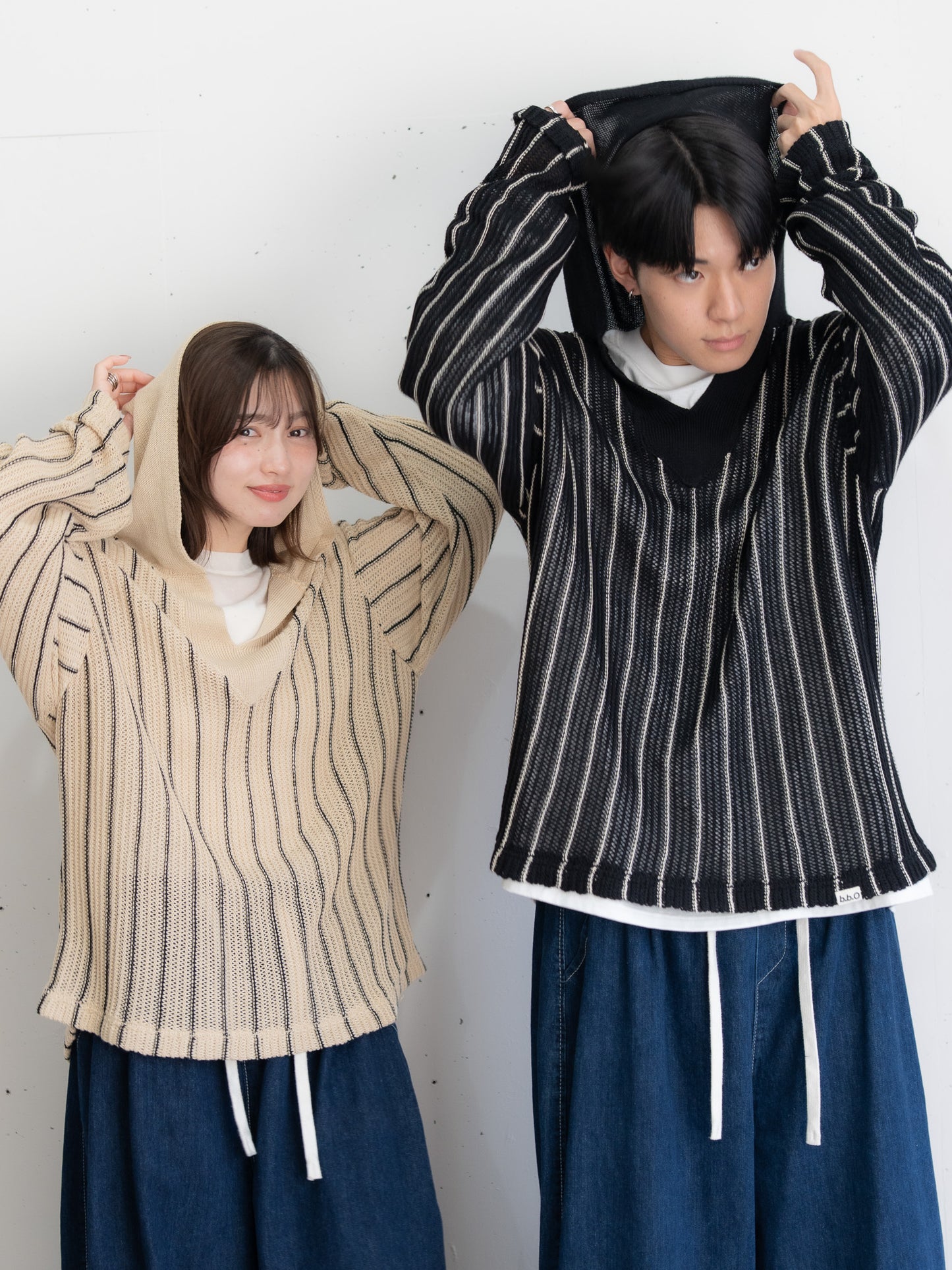 【bbO】ストライプニットパーカー・メキシカンパーカー