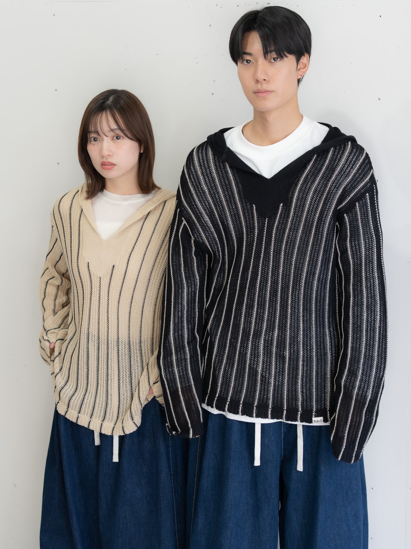 【bbO】ストライプニットパーカー・メキシカンパーカー