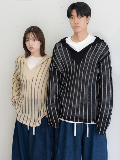 【bbO】ストライプニットパーカー・メキシカンパーカー