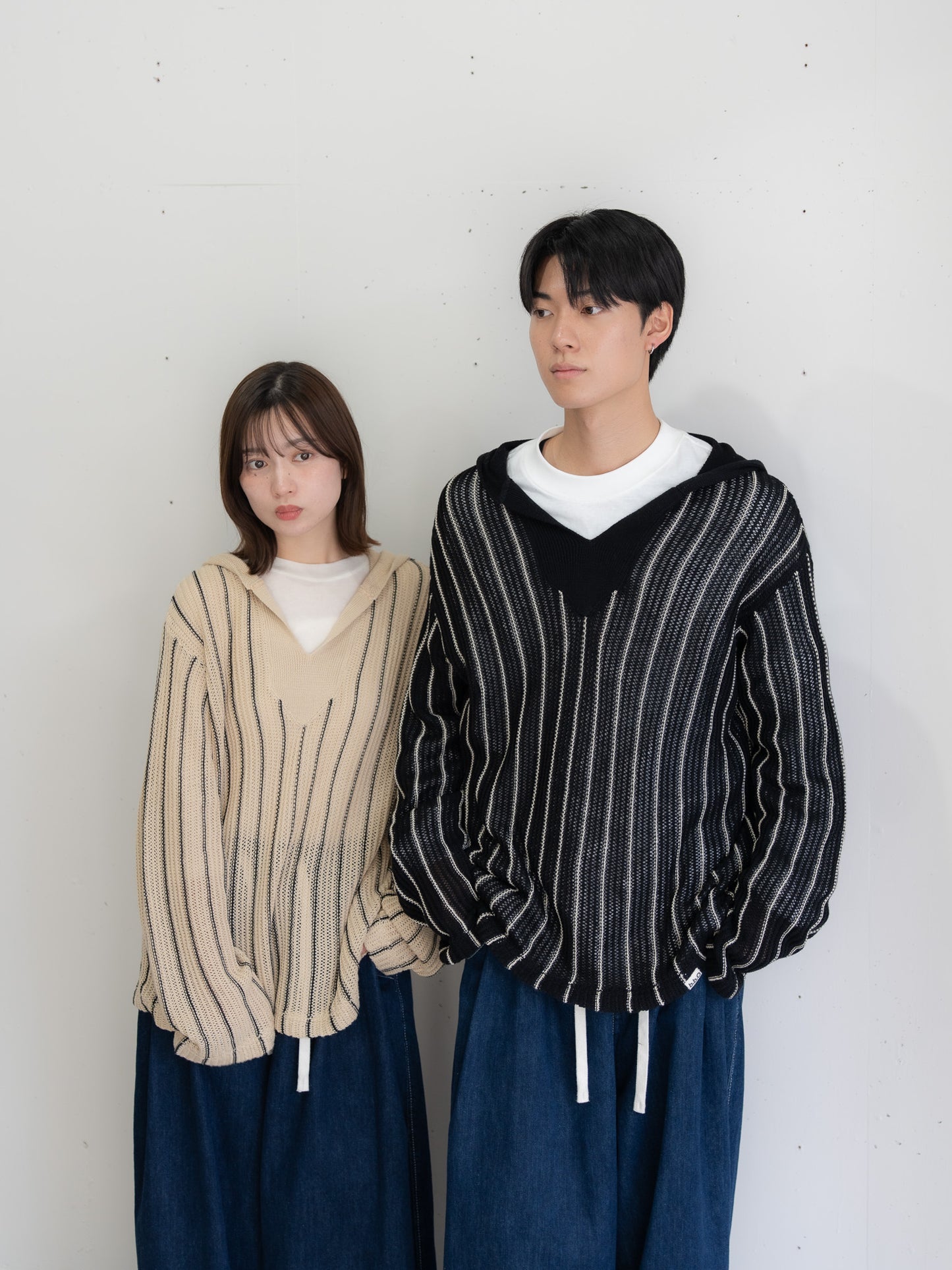 【bbO】ストライプニットパーカー・メキシカンパーカー