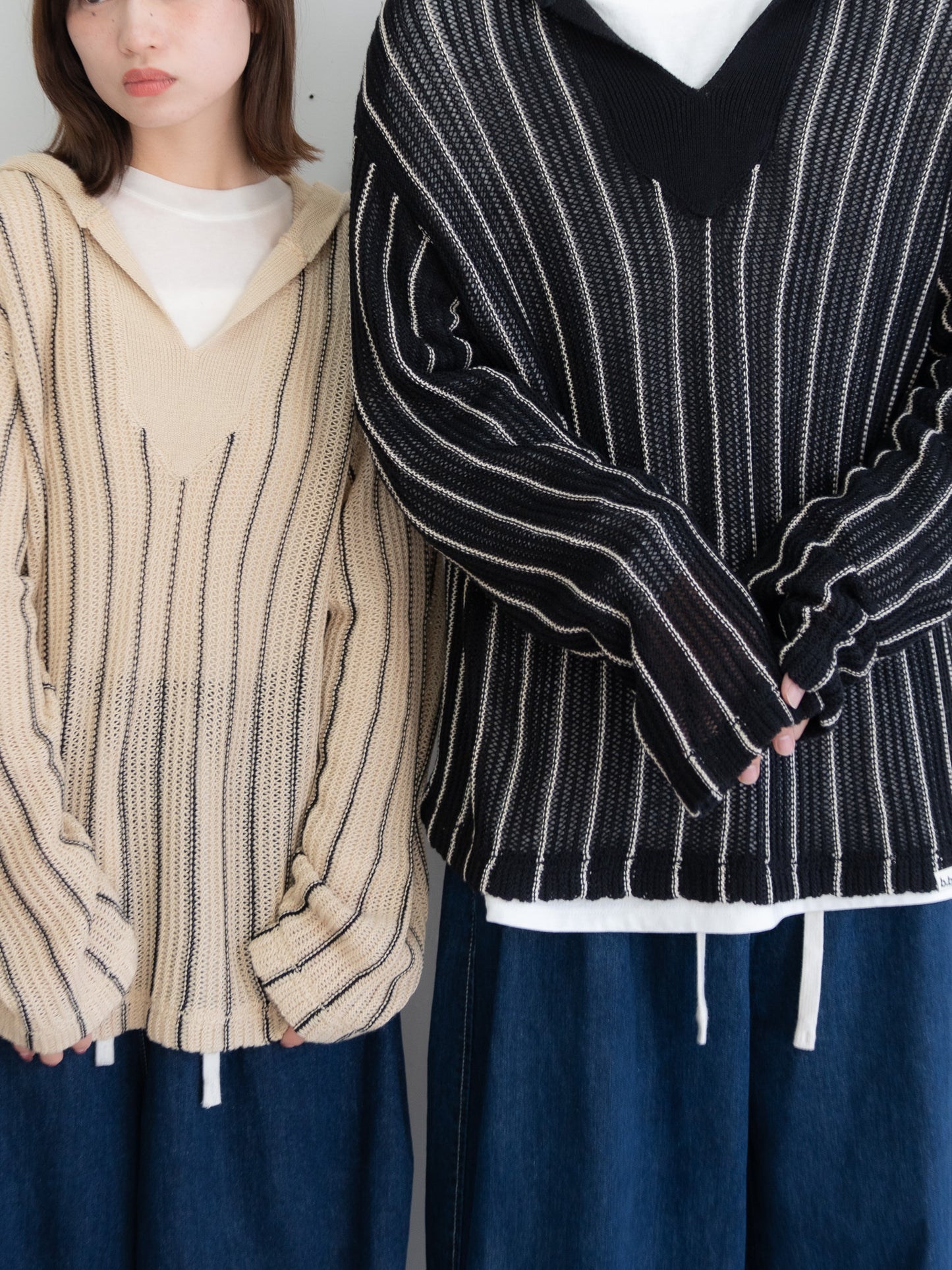 【bbO】ストライプニットパーカー・メキシカンパーカー