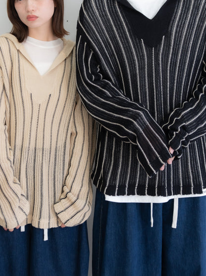 【bbO】ストライプニットパーカー・メキシカンパーカー