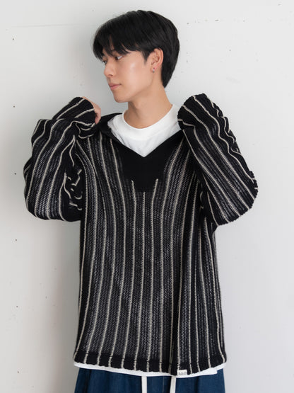 【bbO】ストライプニットパーカー・メキシカンパーカー