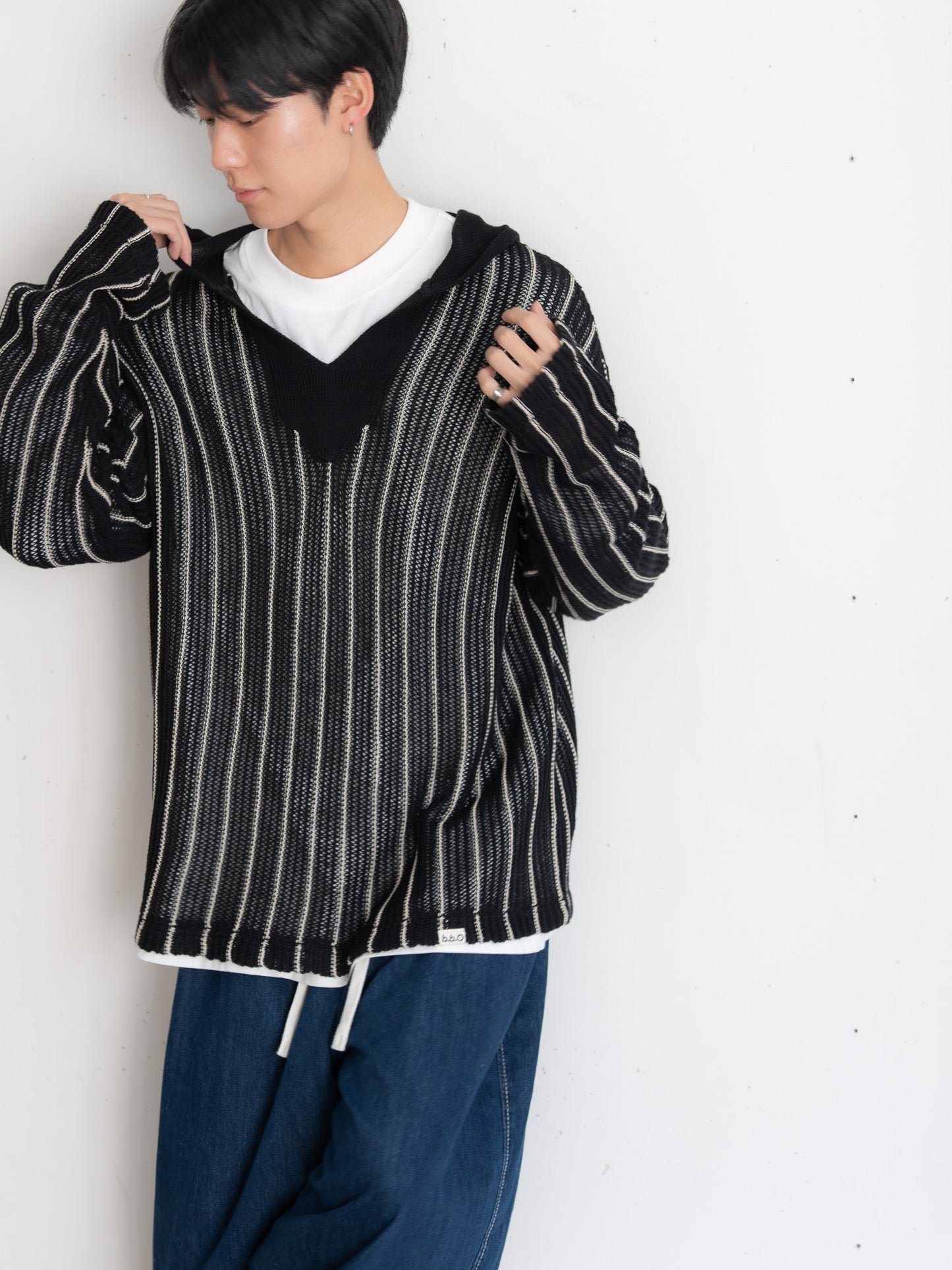 【bbO】ストライプニットパーカー・メキシカンパーカー