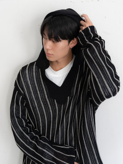 【bbO】ストライプニットパーカー・メキシカンパーカー