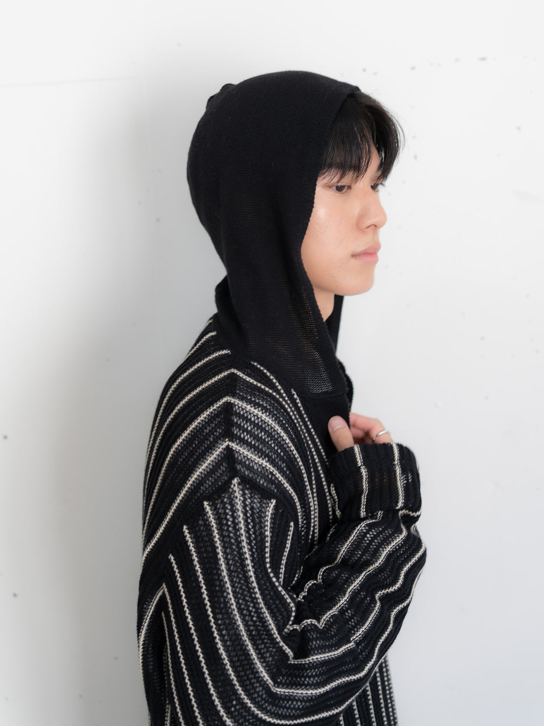 [SET]ストライプニットパーカー・メキシカンパーカー+イージーコクーンワイドデニムパンツ(2set)