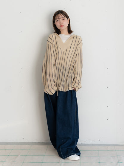 【bbO】ストライプニットパーカー・メキシカンパーカー