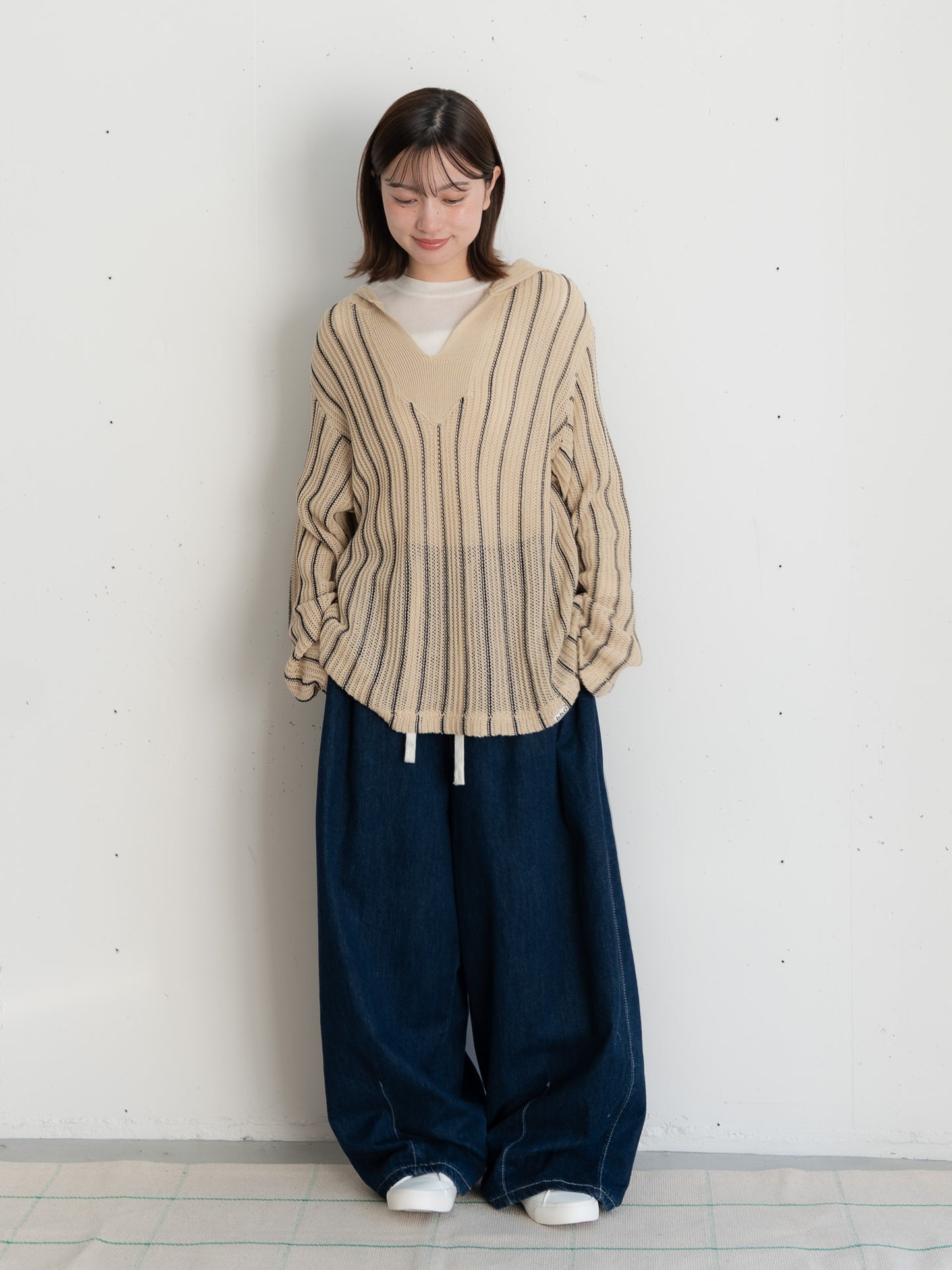 【bbO】ストライプニットパーカー・メキシカンパーカー