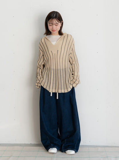 【bbO】ストライプニットパーカー・メキシカンパーカー