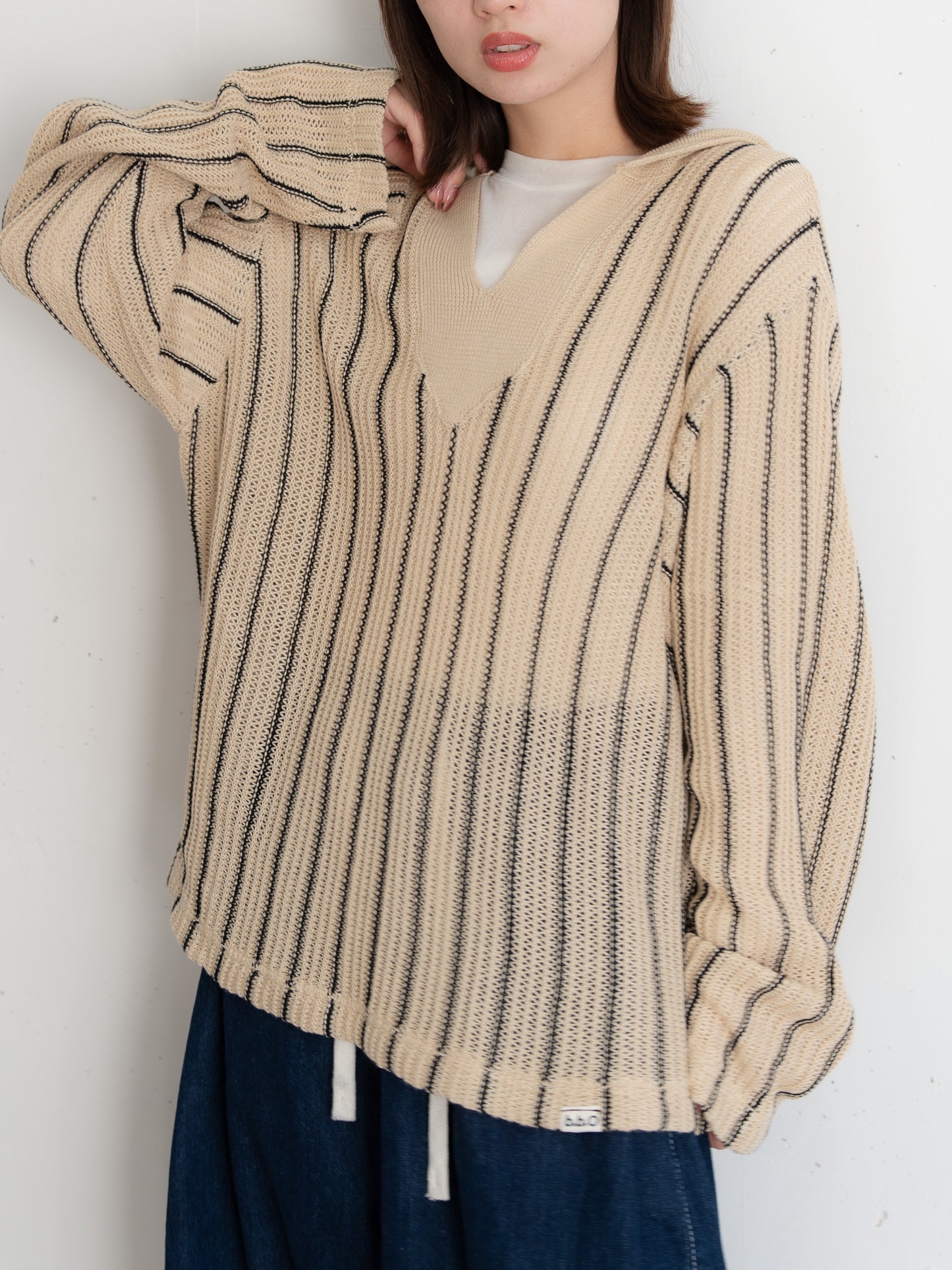 【bbO】ストライプニットパーカー・メキシカンパーカー