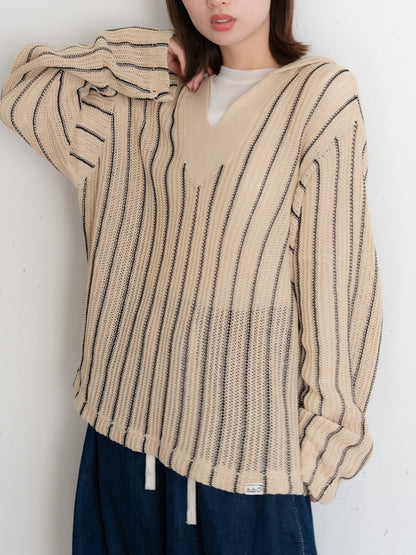 【bbO】ストライプニットパーカー・メキシカンパーカー