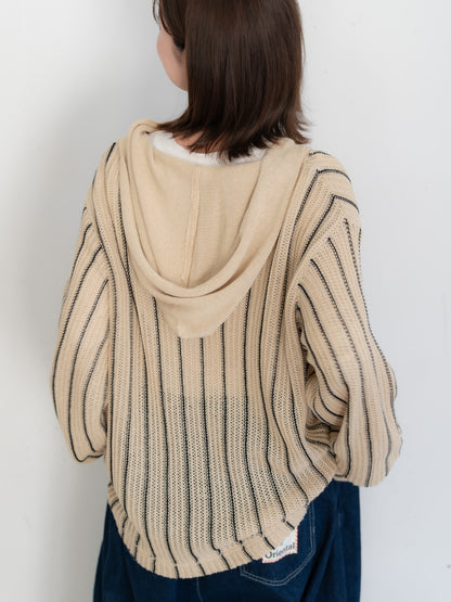 【bbO】ストライプニットパーカー・メキシカンパーカー