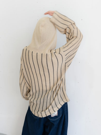 【bbO】ストライプニットパーカー・メキシカンパーカー