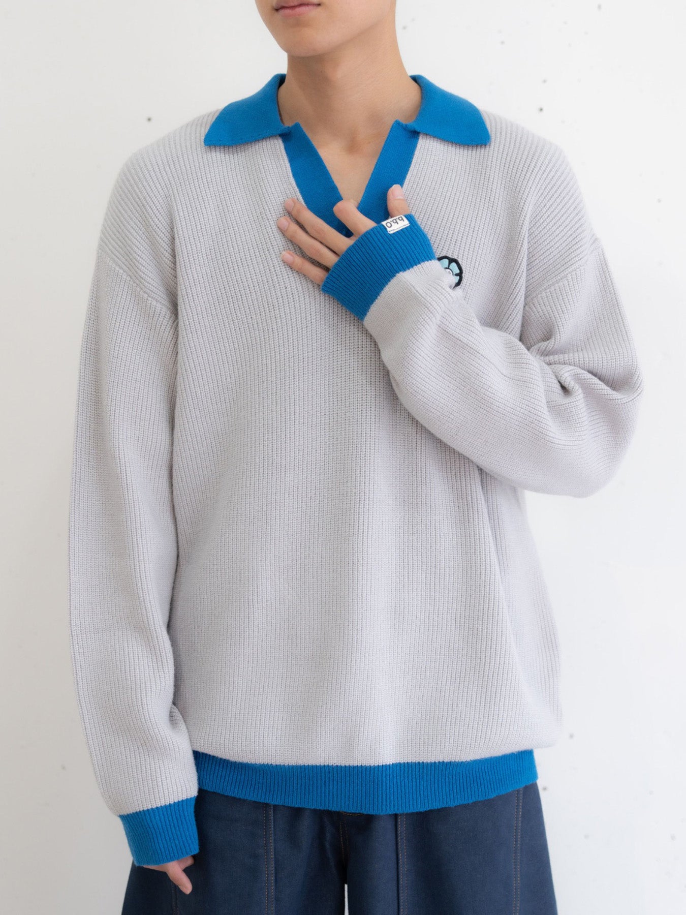 【bbO】フラワーアイコンバイカラーポロニット