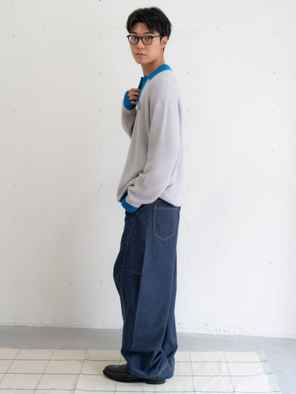 【bbO】フラワーアイコンバイカラーポロニット