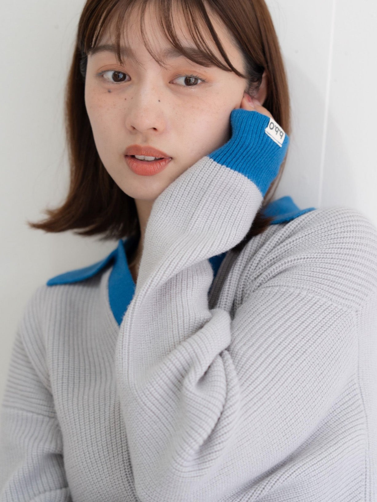 【bbO】フラワーアイコンバイカラーポロニット