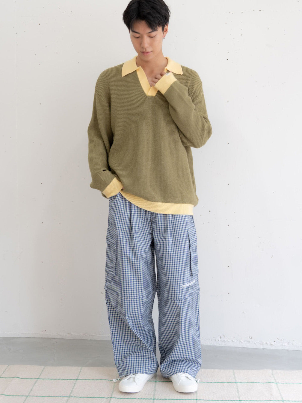 【bbO】フラワーアイコンバイカラーポロニット