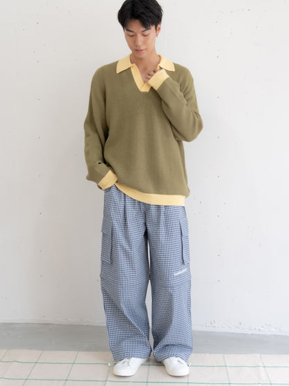 【bbO】フラワーアイコンバイカラーポロニット