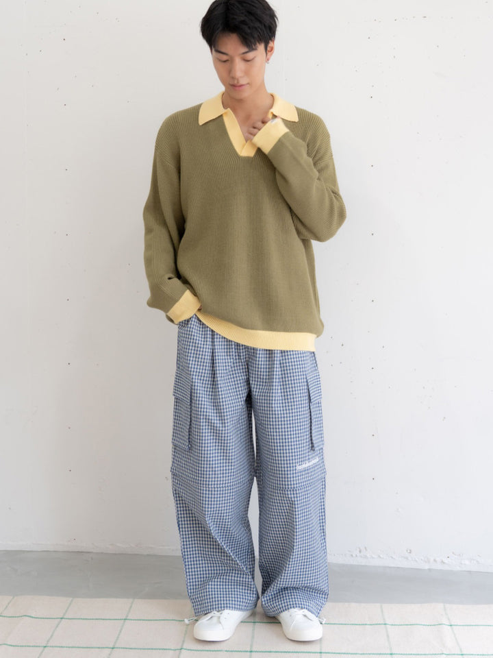 【bbO】フラワーアイコンバイカラーポロニット