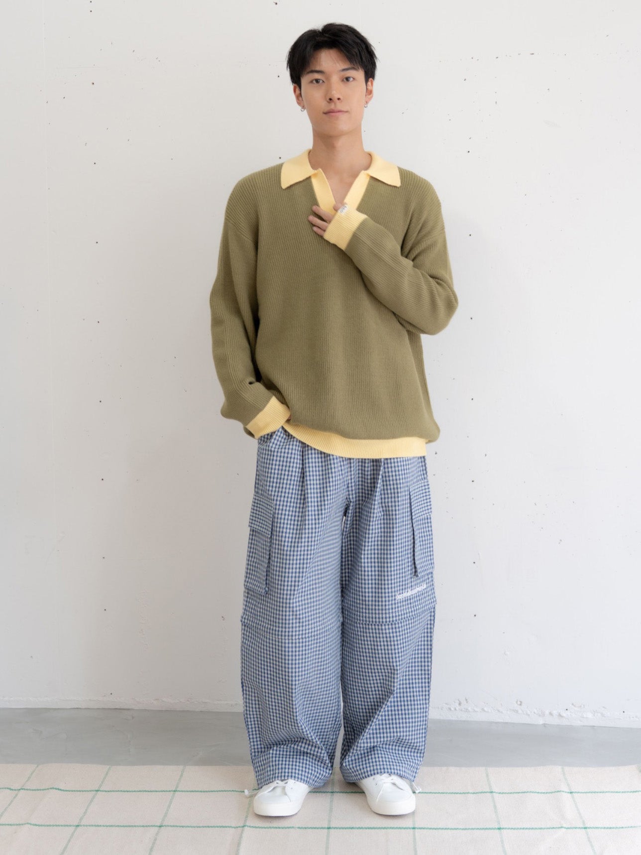 【bbO】フラワーアイコンバイカラーポロニット