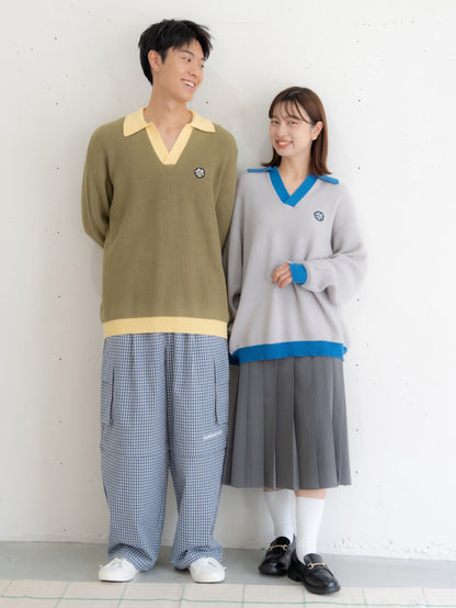 【bbO】フラワーアイコンバイカラーポロニット