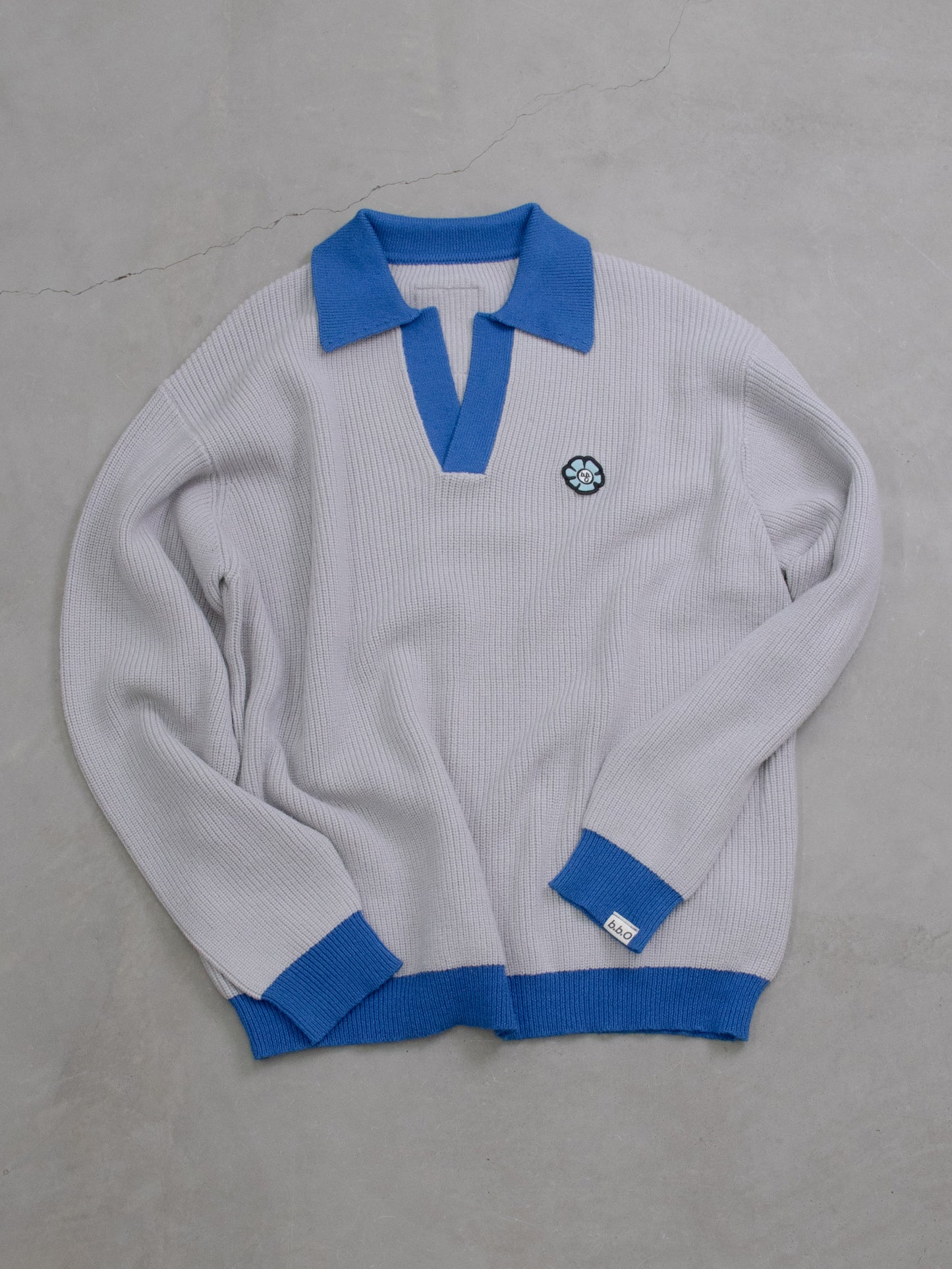 【bbO】フラワーアイコンバイカラーポロニット