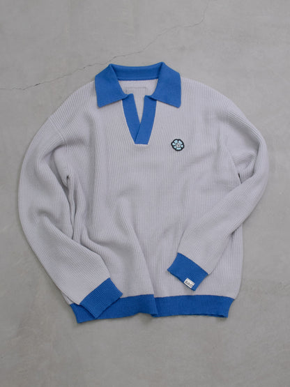 【bbO】フラワーアイコンバイカラーポロニット