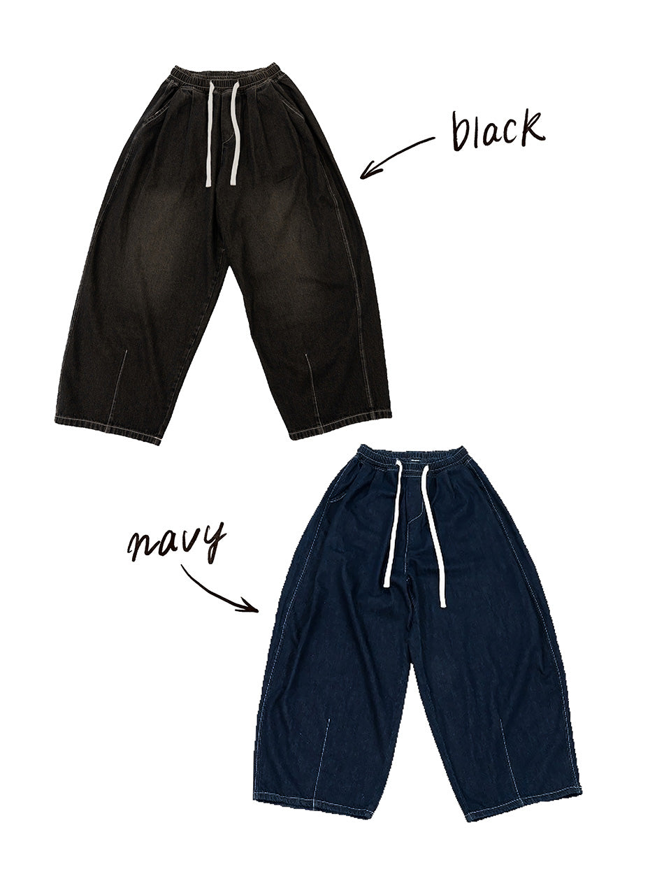 [SET]イージーコクーンワイドデニムパンツ+イージーコクーンワイドデニムパンツ(2set)